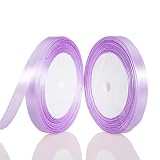 ATRBB Nastro di raso lilla da 0,9 cm, 45 m di nastro in tessuto solido per confezioni regalo, bouquet, decorazioni per matrimoni e casa, 22,9 m/rotolo x 2 rotoli