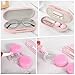 MoKo Double Eyeglass Case, Contact Lens Case with Mirror Tweezers Remover, 2 in 1 Double Sided Portable Contact Lens Box Holder Container Soak Storage Kit Sunglasses Pouch for Men & Women, Pink