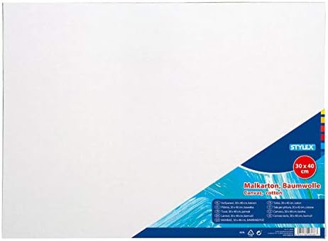 Stylex Card, 30 x 40 cm, Cardboard 3 mm Thick, Covered with 100% Cotton Fabric, White Primed, for Oil, Acrylic and Tempera, Gouache Painting and Decoupage Technique