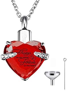 Canghai Rousa Heart Cremation Urn Necklace for Ashes, Stainless Steel Keepsake Pendant Necklace Ashes Holder Memorial Jewelry for Mum Dad Women Men Dog Pet