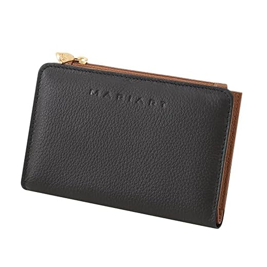 Carteira Feminina de Couro Bovino Legítimo p/CNH, RG, Cartões, Moedas e Cédulas Dobradas Mariart Berilo (Preta/Camel)
