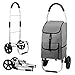 mfavour Carrito de Compras, Carro Compra Estable Carrito Compra Plegable Push/Pull (Gris)