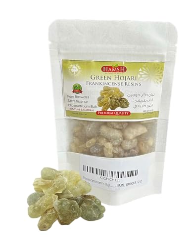 Frankincense Resins Hojari | Green Hojari Frankincense | Natural and Pure Boswellia Sacra Incense | Frankincense Incense Olibanum Gum Bulk | Natural Incense | LUBAN | BAKHOUR | 2 oz