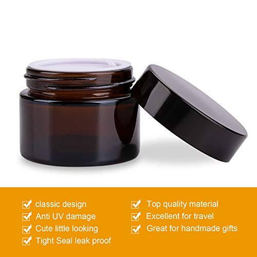 Encheng Cosmetic Jars, 40 Pack of 2oz Amber Round Glass Jars, with Inner Liners and black Lids,Empty Cosmetic Containers,Cream jars4