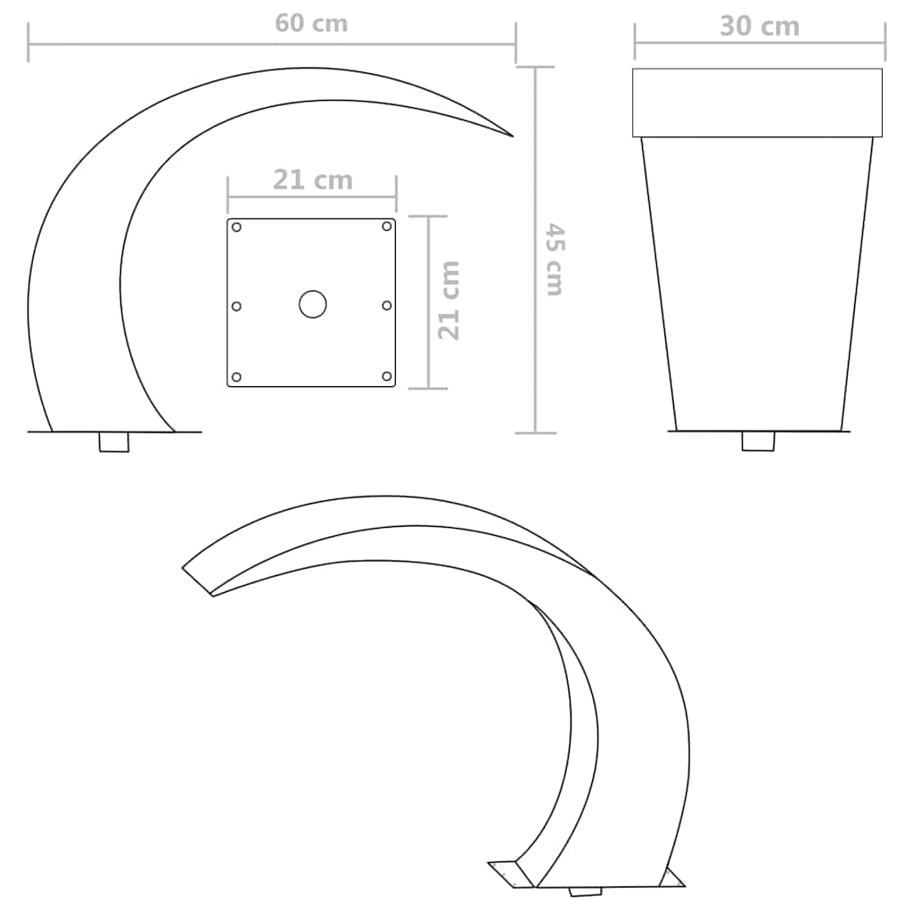 Generico Cascata da Giardino in Acciaio Inossidabile 45x30x60 cm