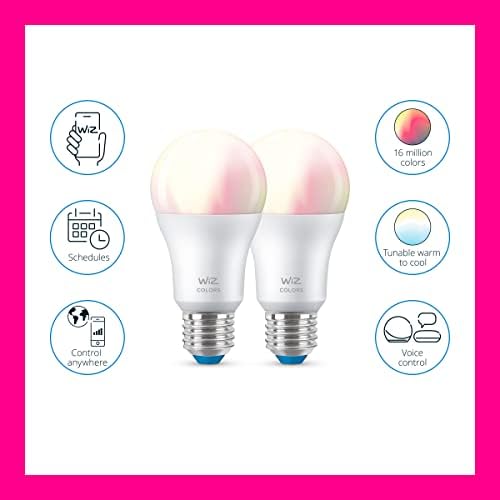 WiZ Colour [E27 Edison Screw] Smart Connected WiFi Light Bulb 2 Pack. 60W Colour and White Light, App Control for Home Indoor Lighting, Livingroom, Bedroom.