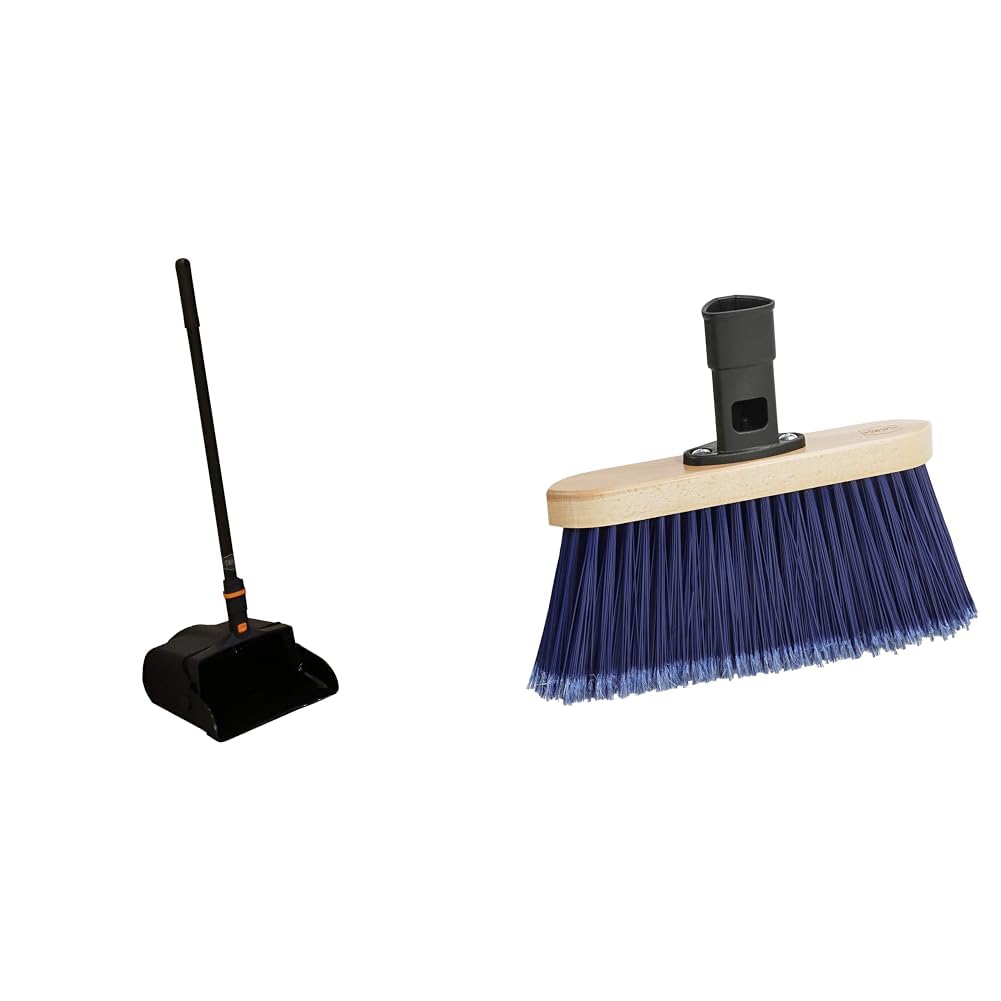 SWOPT 12" Upright Dustpan & Premium Multi-Surface Angle Broom Cleaning Head Bundle