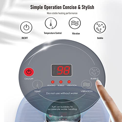 Curecure Foot Spa Bath Massager With Bubbles, Vibrating And Heat, Digital Adjustable Temperature, Fast Heating And Home Pedicure Foot Bath Soaker With 16 Massage Rollers For Feet Stress Relief #TOP2