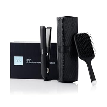 ghd Gold Gift Set - Include piastra professionale, spazzola e custodia resistente al calore - Capelli lisci, setosi e lucenti - Idea regalo per lei - Adatto a tutti i tipi di capelli