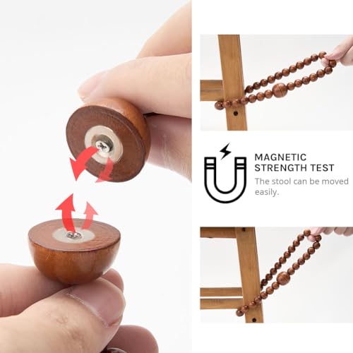 Pretty Jolly 2 Pack Wood Bead Curtain Tiebacks Boho Farmhouse Decor Drape Tie Backs Strong Magnetic Natural Wooden Beaded Curtain Holdbacks for Home & Office Outdoor Window Draperies (Coffee) - Image 3