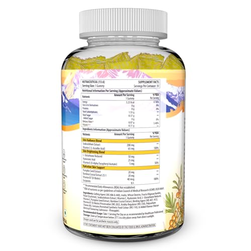 Image of NATURYZ Sea Buckthorn with Glutathione & Vitamin C for Skin glow- 30 Gummy