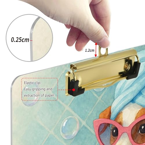 Acrylic Clipboard A4 Size 12.5" x 9" Metal Clipboard Folder with Low Profile Clip for Police Coaching Trade Quest Jack Russell Spa Day - Image 2