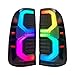 RGB LED Tail Light Assembly Pair Compatible with Toyota Hilux Vigo SR5 MK6 MK7 2005-2014 - Plug & Play Direct Replacement with Black Housing Smoke Lens