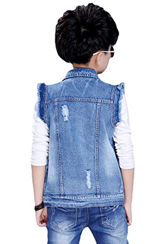 Naber Kids Boys' Fashion Sleeveless Outerwear Denim Jacket Vest Age 4-14 Years(Blue1,12-13 Years) #TOP4
