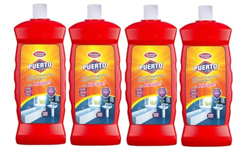 Image of Puerto Bathroom Cleaner - 500 ml (Pack of 4)| Suitable for Bathroom floors, Slabs, Wall tiles, Sinks, Basins, Stainless Steel taps and Shower heads