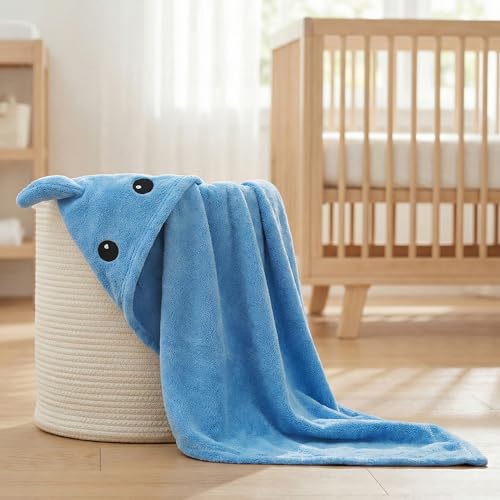 Image of Story@Home Towel for Kids with Hood | Quick Dry Kids Towel | Soft Lightweight Baby Wrap for Beach |300 GSM 120 X 60CM Pool Towel for Boys & Girls |Kids Microfiber Towels for Bath - Blue Shark