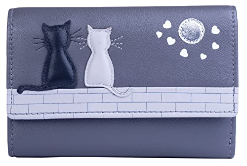 Portefeuille chat gris à trois volets compact Mala Leather Ziggy 3535 35