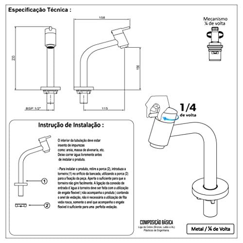 Torneira Link Para Cuba de Banheiro Bica Baixa