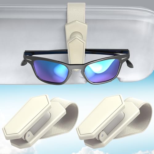 Image of Veharvim One-Handed-Operation Sunglasses Holder for Car, Visor Sunglass Holder Clip, Car Accessories Interior, Universal Fit Silicone Padded Visor Sunglass Holder Car, Unmatched Durability (2 Pack)