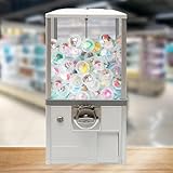 Kommerzieller Verkaufsautomat,Transparenter Kaugummiautomat,Bonbonspender Preisautomat,Automatischer Kapsel Automat für Einzelhandelsgeschäfte,für Zuhause, Spieleladen, Convenience Store(White,10 PENN