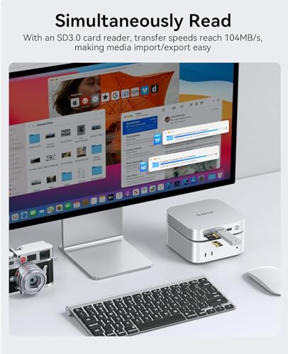 Image of ORICO Mac mini M4 Dock and Stand with NVMe SSD Enclosure for Mac mini M4 and M4 Pro 2024, 9-in-1 USB Hub 10Gbps USB A /C Port, SD /TF, Audio-MiniLink M49P