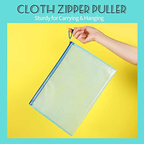 4 Pack Mesh Zipper Pouch, Leobro 13.2"X 9.2" A4 Letter Size Mesh Bags With Zipper, Plastic Envelopes Zip File Document Bags, Storage Bags For Organization, Board Games, Travel, School Office Supplies #TOP6