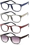 HEEYYOK Lunettes de lecture Femmes 3.0 Lecteurs Lunettes Femmes Pour Petites Dames Cheater Verres Léger Charnière de Printemps Confortable Lunettes de soleil Lecteur 4-pack