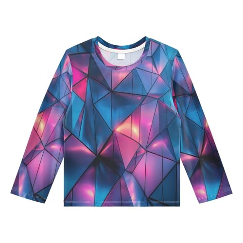 Geometric Triangles Boys Rash Guard Long Sleeve UPF 50+ Boys Swim Shirt Quick Dry Shirt for 3-12 Years