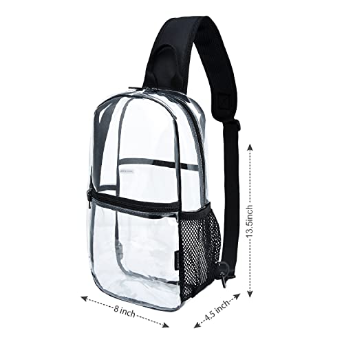CLEKEGBAG Clear Sling Backpack – Transparent Crossbody Bag for Men, Clear Concert Approved Bag, See Through Plastic, Clear One Strap Backpack small [13.5x8] - Thumbnail 2