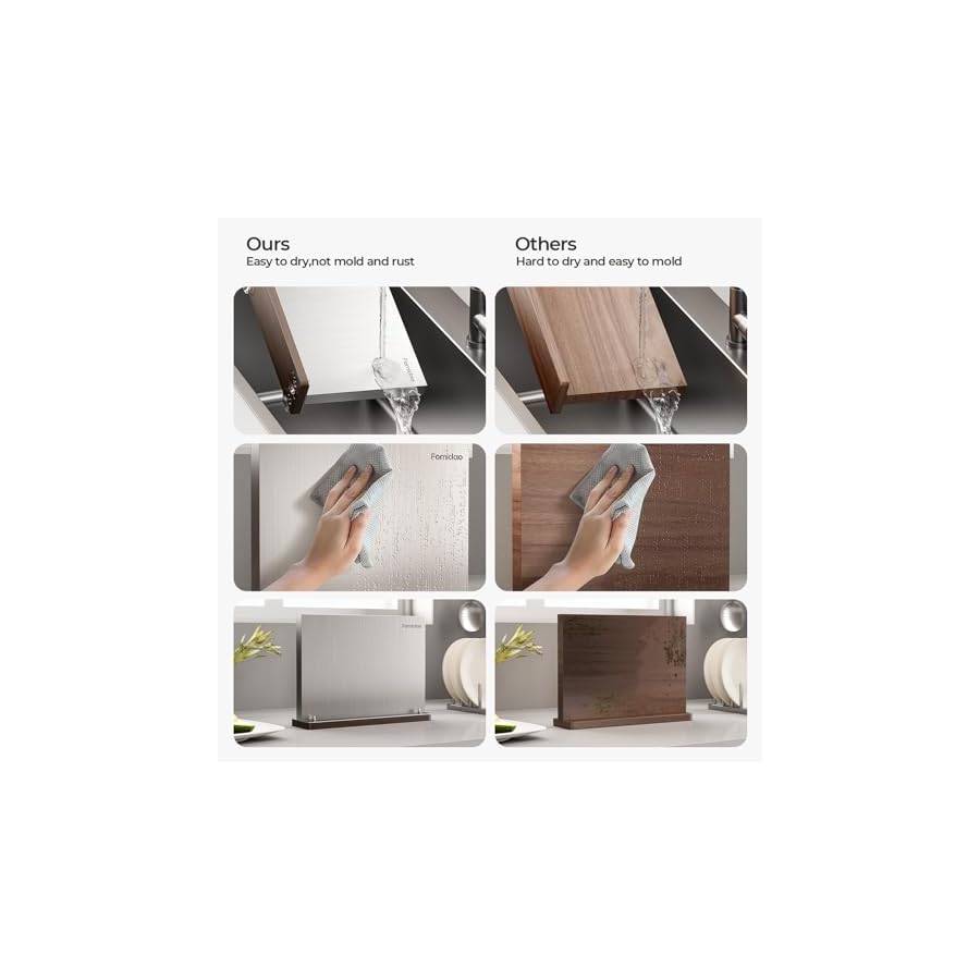 Magnetic Knife Holder, Stainless Steel Magnetic Knife Block for Counter Top, Double Sided Magnet Knife Strip Storage, Powerful Kitchen Knife Holder Stand