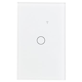 Wengart WiFi Wall Touch Light Switch 2.4GHz AC125V max1200W Compatible with Alexa Google Home Compatible with iOS and Android Single Pole Switches 1Gang_White