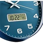 Wall Clock, 10" Dial Non-Ticking Silent Battery Operated Analog with LCD Display for Perpetual Calendar and F° Temperature, Ideal Modern Home, Bedroom, Kitchen, Office Decor (Blue) - Image 3