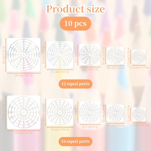 Notoke 10 PCS Mandala Stencils Set, Classic & Modern Styles, 12/16 Segment, 3/4/5/6/8 Inches, Reusable Mandala Dotting Tools for Painting Rock Wood Canvas DIY Art Projects - Thumbnail 3