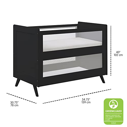 BreathableBaby Breathable Mesh 3-in-1 Convertible Crib (Toddler Bed Kit Sold Separately) — Black — Two Adjustable Mattress Heights — Greenguard Gold Certified - Image 4