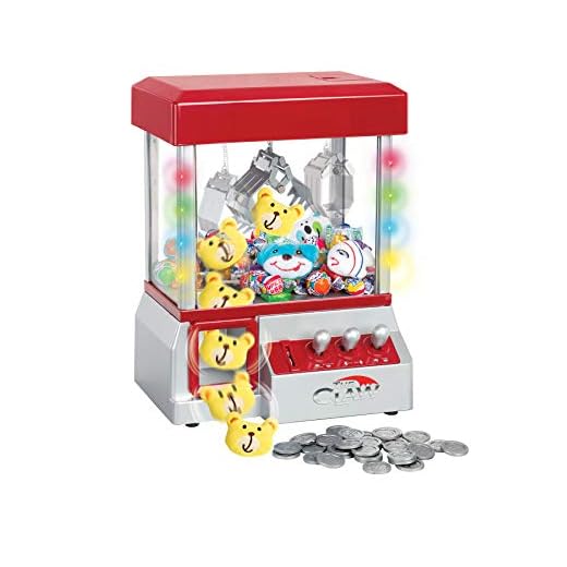 Claw Machine - Arcade Mini Toy Grabber Machine for Kids - Candy Machine- Retro Carnvial Music & Flashing Lights- Best Birthday Gift Game. Use Gumballs, Candy, Toys, or Small Prizes (Red)