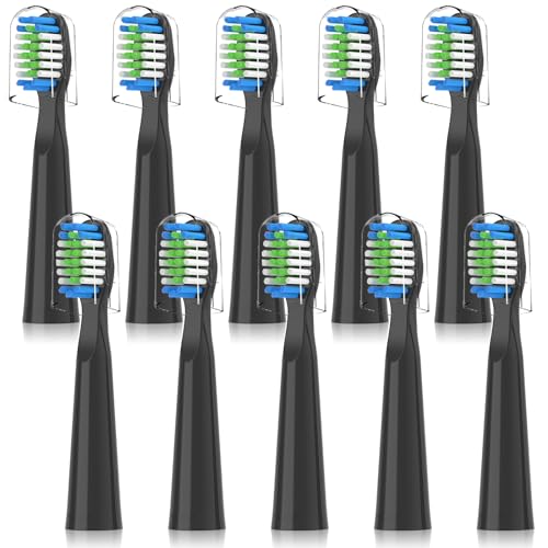 Compatible with Bitvae D2 Electric Toothbrush Replacement Heads for Bitvae D2 Electric Toothbrush 10 Pack (Black)