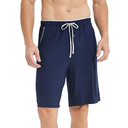 GYS Men's Bamboo Viscose Pajama Shorts Soft Comfy Knit Sleepwear Shorts with Pockets