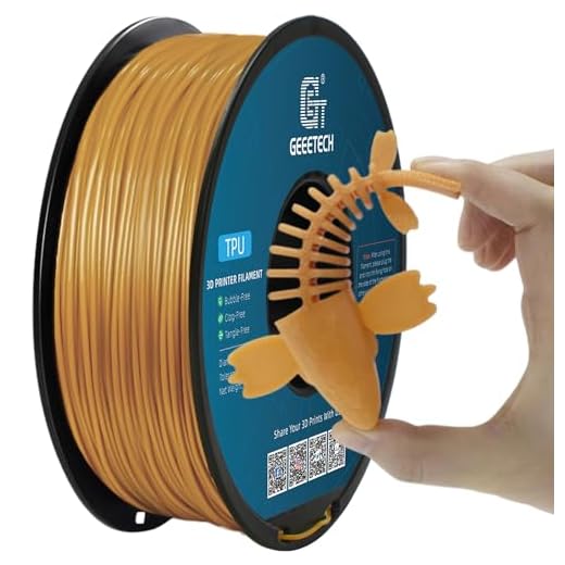 Geeetech TPU Filament 1.75mm, Shore 95A – Flexible 3D Printer Filament with High Elasticity, 1KG (2.2lbs) Spool, Dimensional Accuracy ±0.03mm, Fits Most FDM Printers (Gold)