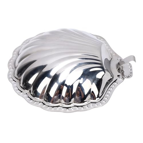 Phefop Plato de Baratija de Concha, Soporte de Joyería de Acero Inoxidable, Elegante Bandeja Decorativa para Pendientes y Llaves en Decoración del Hogar