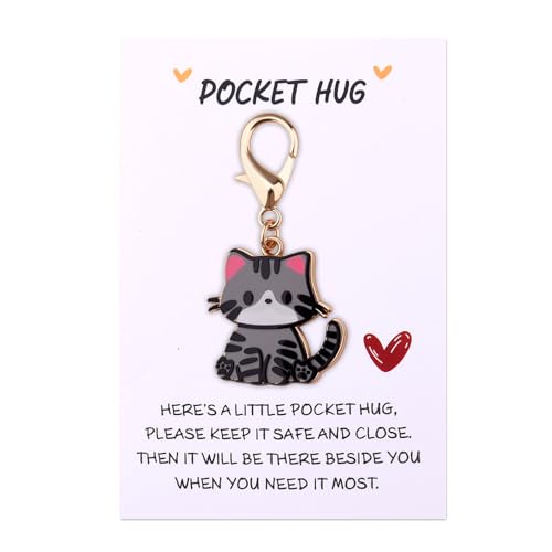 Cat Pocket Hug Keychain Charm Gifts for Cat Lovers Owners for Women Men Boys Girls Daughter Son Cat’s Mom Kitty Keychain Charm Comfort Gift for Vet Veterinarian Birthday Christmas