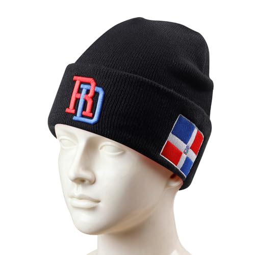 Gorro tejido con bandera Dominicana bordada para hombres y mujeres miniatura 3