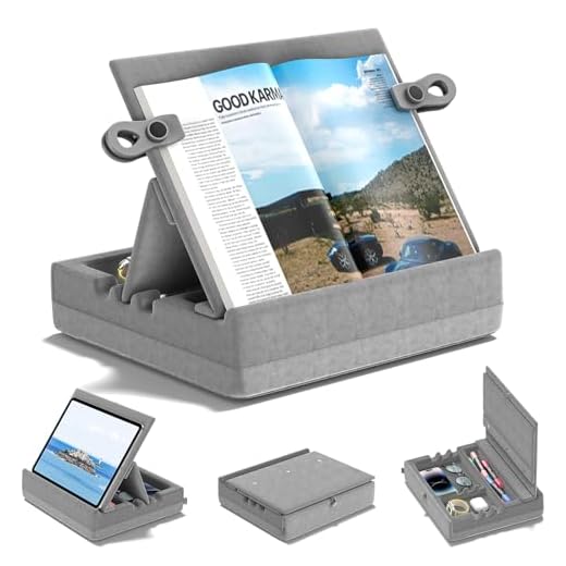 Il miglior leggio da letto per il massimo comfort di lettura 6 KDD Supporto per Libri con Magazzino, Cuscino da Lettura per Letto con Visione Multiangolare, Leggio per Libri per Grembo, Letto e Divano, Supporto Tablet Pieghevole per Libri, ipad, Penna, Telefoni