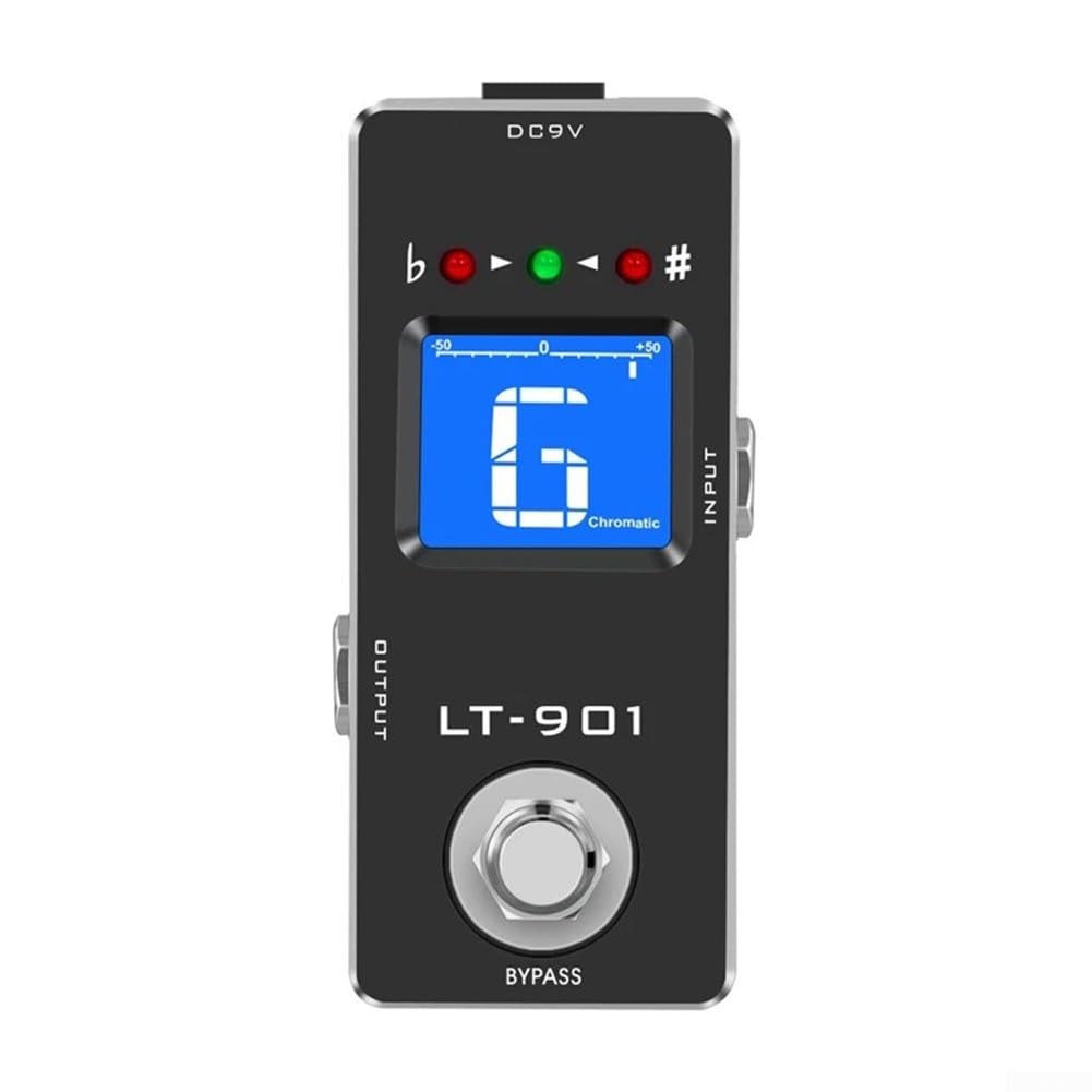 Rowin True Bypass Chromatisches Stimmpedal für Gitarre, LCD-Display, hohe Präzision ± 1 Cent, Mini-Größe bietet genaue Stimmleistung