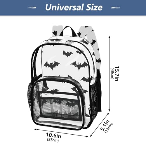 Bat Pattern Clear Backpack Heavy Duty Clear Bookbag Transparent See Through PVC Backpacks for School4