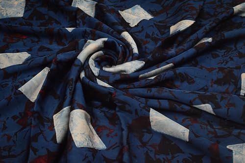 Image of Ethnics of Kutch Women's Ajrakh Modal Silk Natural Dye Hand Block Print Unstitched Kurta Fabric (For Lenght - Refer Bullet Point Below)