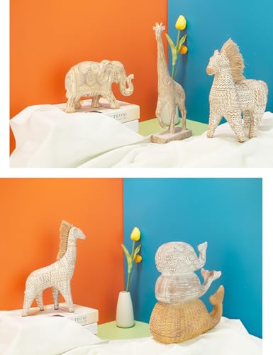 Estatua decorativa de jirafa moderna en resina para hogar miniatura 6