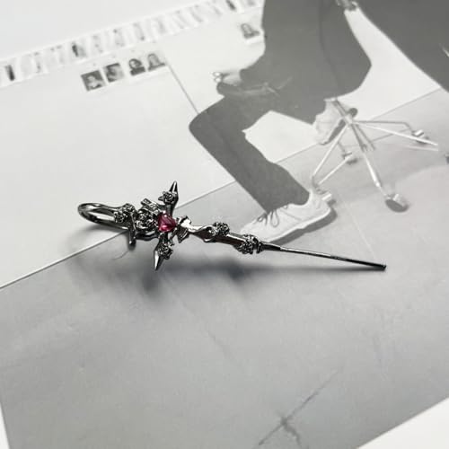 1PC Moon Needle Earrings for Women Myth of The Moon Ear Hook Needle Piercing Earring Statement Sword Ear Crawler Earrings Rhinestone Needle Piercing Earrings Punk Gothic Jewelry Earrings4