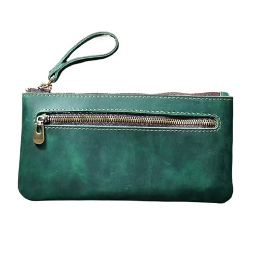 Retro Zipper Portable Simple Clutch Storage Bag Large Capacity Wallet(Green)
