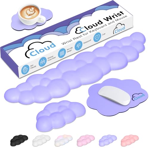 Cloud Handballenauflage Tastatur Handballenauflage mit rutschfester Unterseite für Computer Gaming Handgelenkauflage, YAMJUG Cloud Armlehne Tastatur Handgelenkpolster Lila