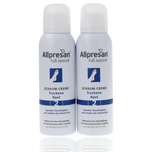 Allpresan Crema de espuma para pies secos, para el cuidado diario de los pies de la piel seca, 2 x 125 ml
